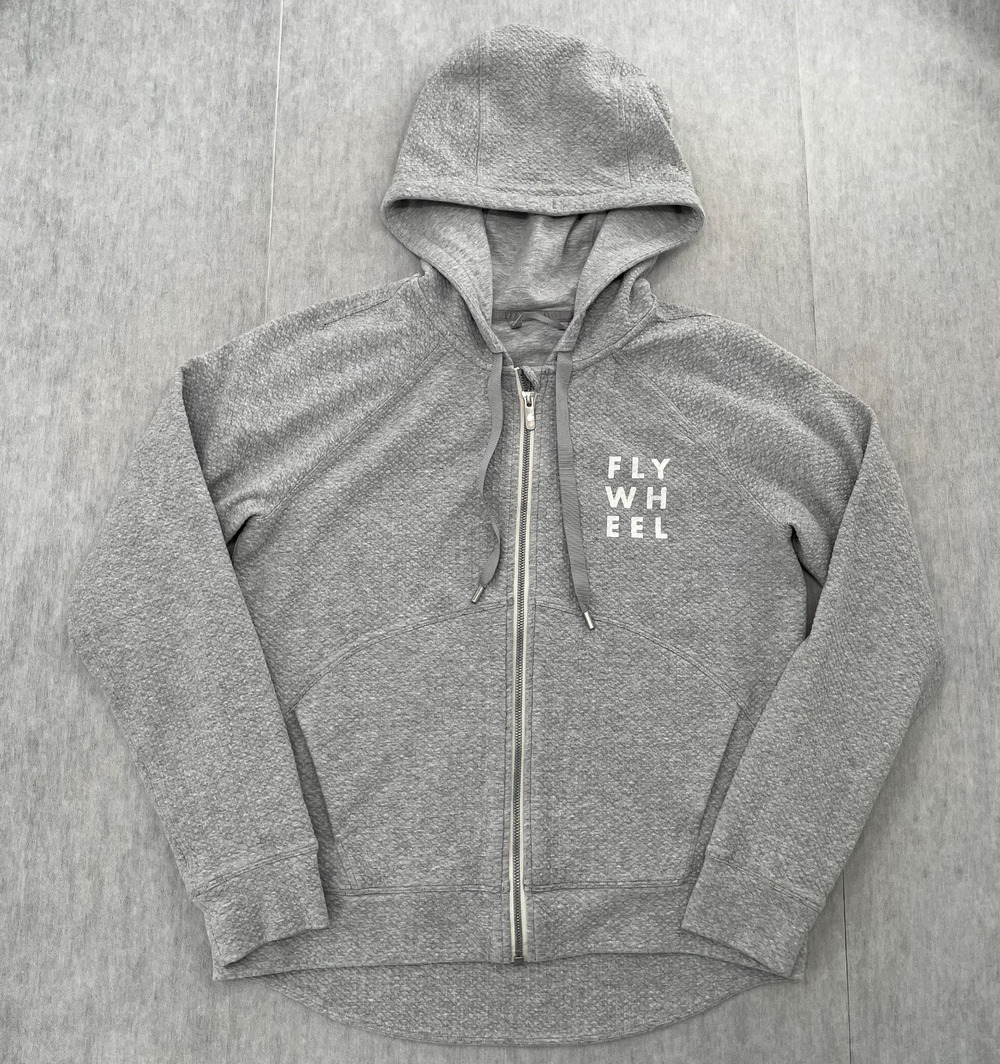 Lululemon Sweater Womens 10 Gray Hoodie Flywheel Full Zip Texture Logo Ladies